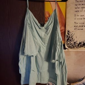 Cold shoulder baby blue shirt